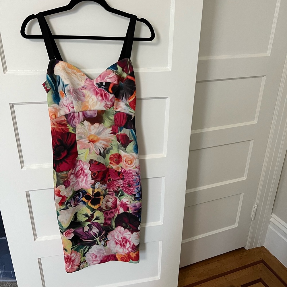 Ted Baker London Floral Midi bodycon dress, Size 1/S, EUC
